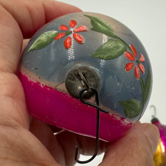 3 VTG Indent Painted Glass Christmas Ornaments Poland Teardrop 2 med 1 small. - Picture 10 of 15